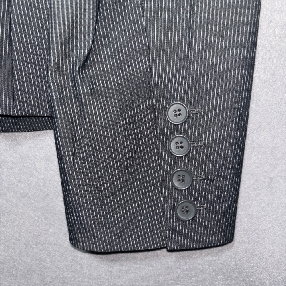 New York Company Stretch Pinstripe Blazer Jacket Women Size 4 Gray Office Career - Picture 9 of 10